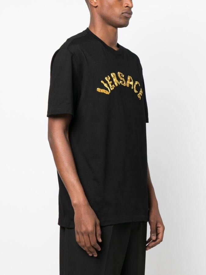 Versace Seashell Baroque katoenen T-shirt met print Zwart