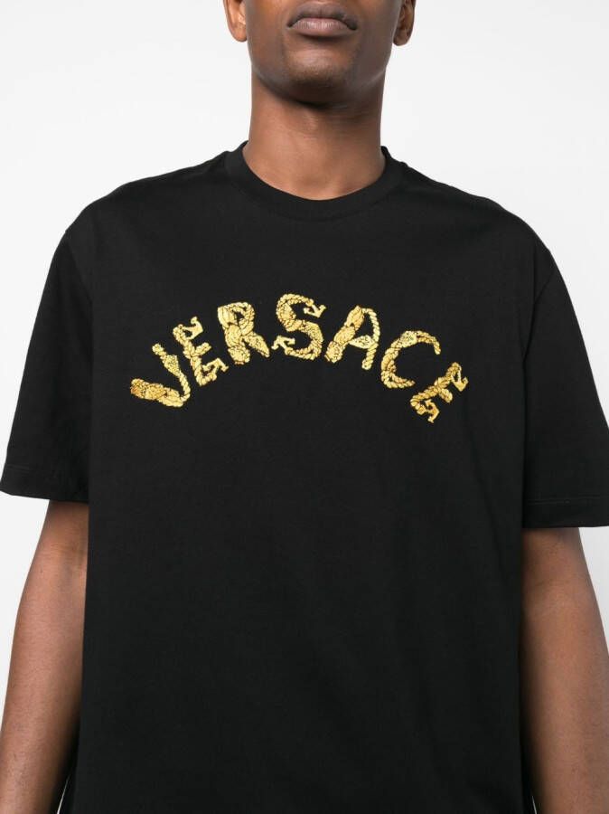 Versace Seashell Baroque katoenen T-shirt met print Zwart