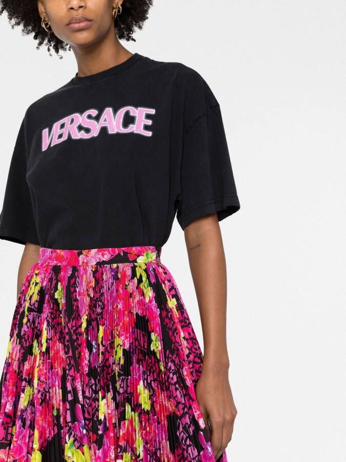 Versace T-shirt met logoprint Zwart
