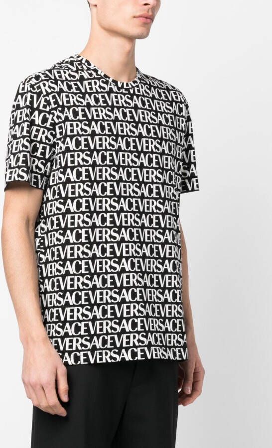 Versace T-shirt met logoprint Zwart