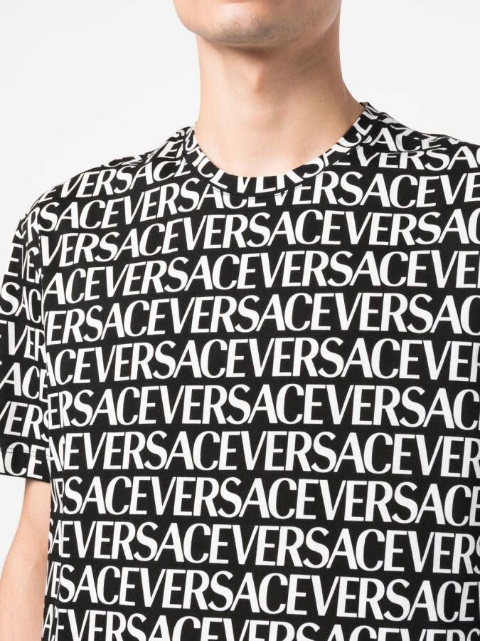 Versace T-shirt met logoprint Zwart