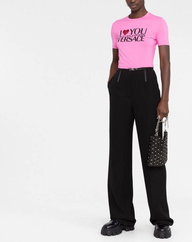 Versace T-shirt met tekst Roze