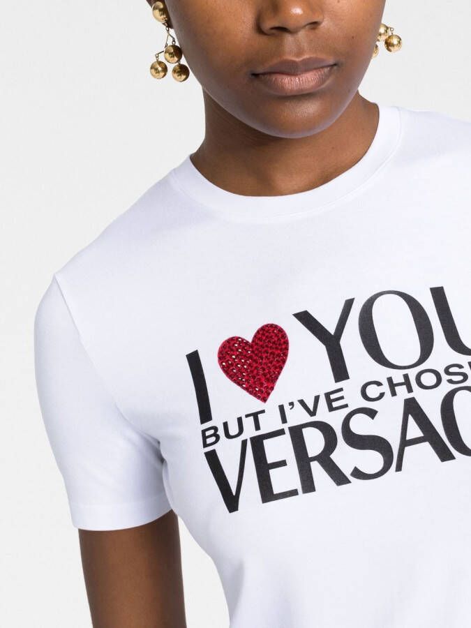 Versace T-shirt verfraaid met kristallen Wit