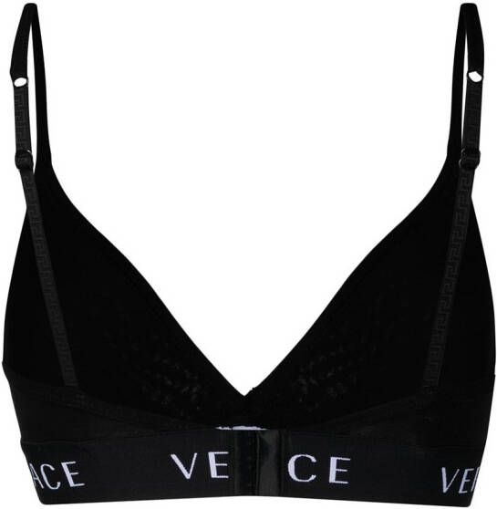 Versace Triangel-bh met logoband Zwart