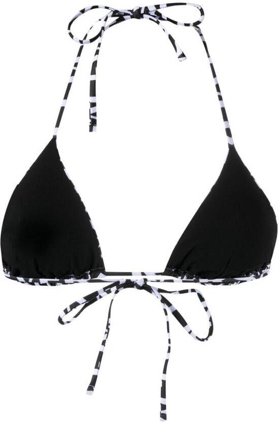 Versace Triangel bikinitop met logoprint Zwart