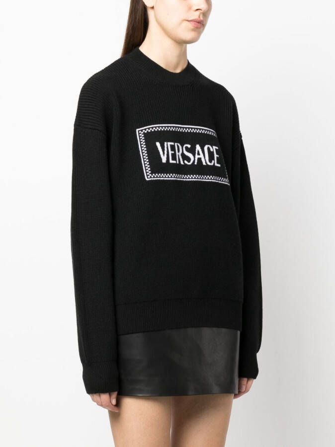 Versace Trui met intarsia logo Zwart