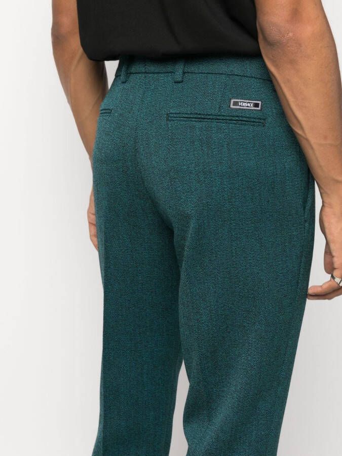 Versace Pantalon van wolmix Groen