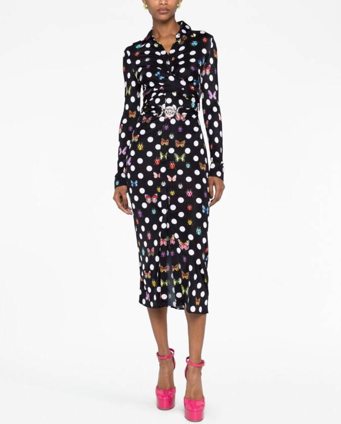 Versace x Dua Lipa mini-jurk met stippen vlinder en lieveheersbeestjes print Zwart
