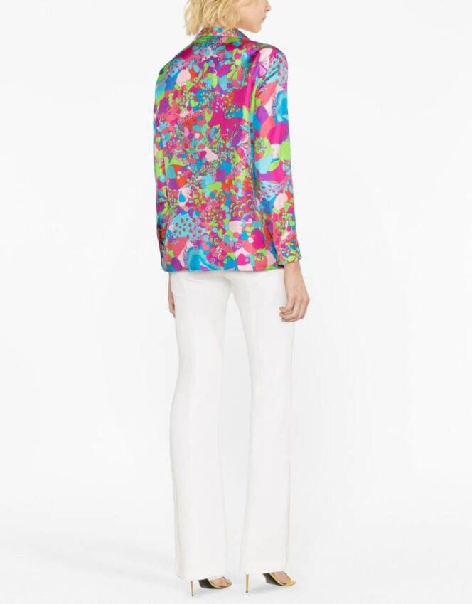Versace x Dua Lipa zijden blouse met bloemenprint Blauw