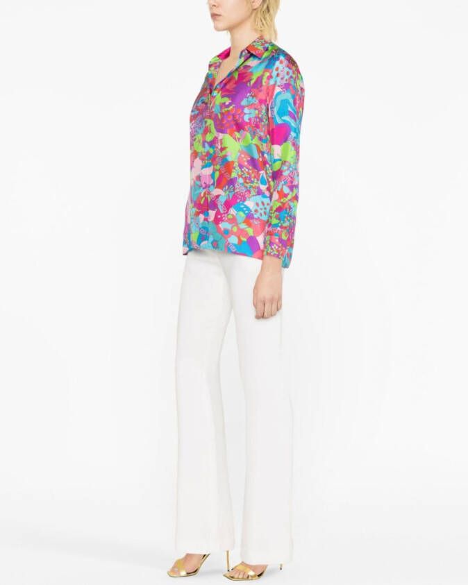 Versace x Dua Lipa zijden blouse met bloemenprint Blauw