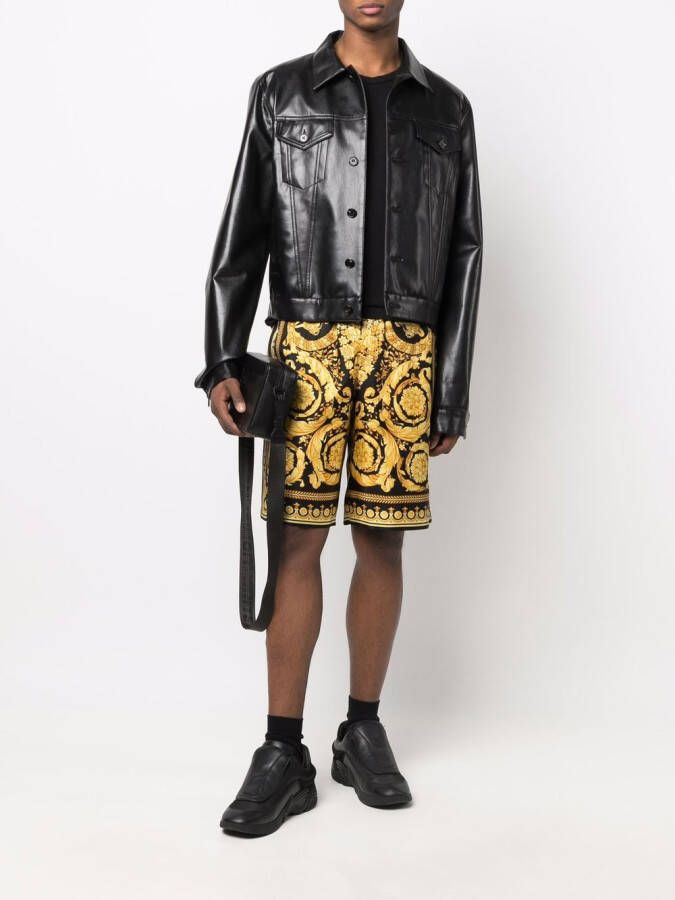 Versace Barocco zijden shorts Zwart