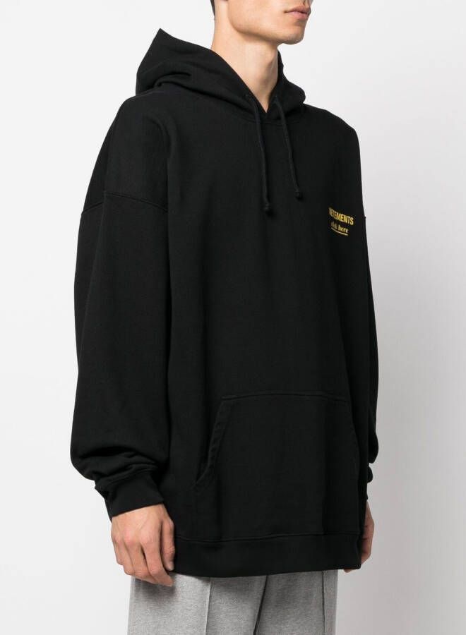 VETEMENTS Hoodie met geborduurd logo Zwart