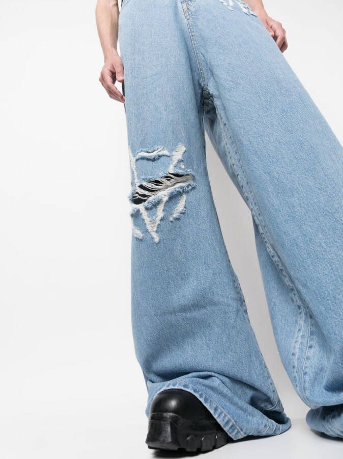 VETEMENTS Gerafelde jeans Blauw
