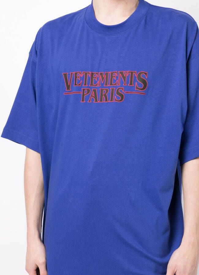 VETEMENTS T-shirt met geborduurd logo Blauw