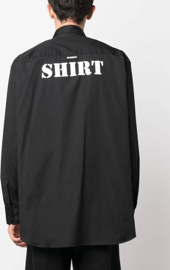 VETEMENTS Overhemd met tekst Zwart