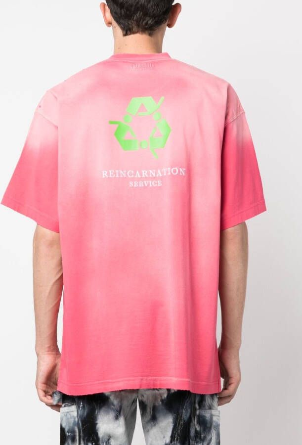 VETEMENTS T-shirt met geborduurde tekst Roze