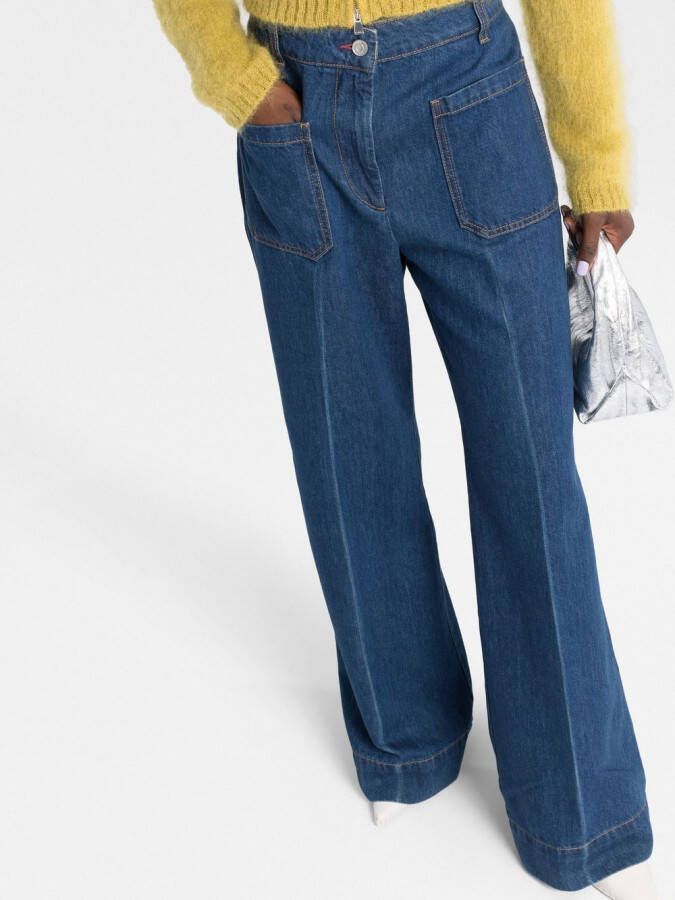 Victoria Beckham Jeans met wijde pijpen Blauw