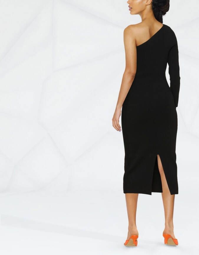 Victoria Beckham Asymmetrische midi-jurk Zwart