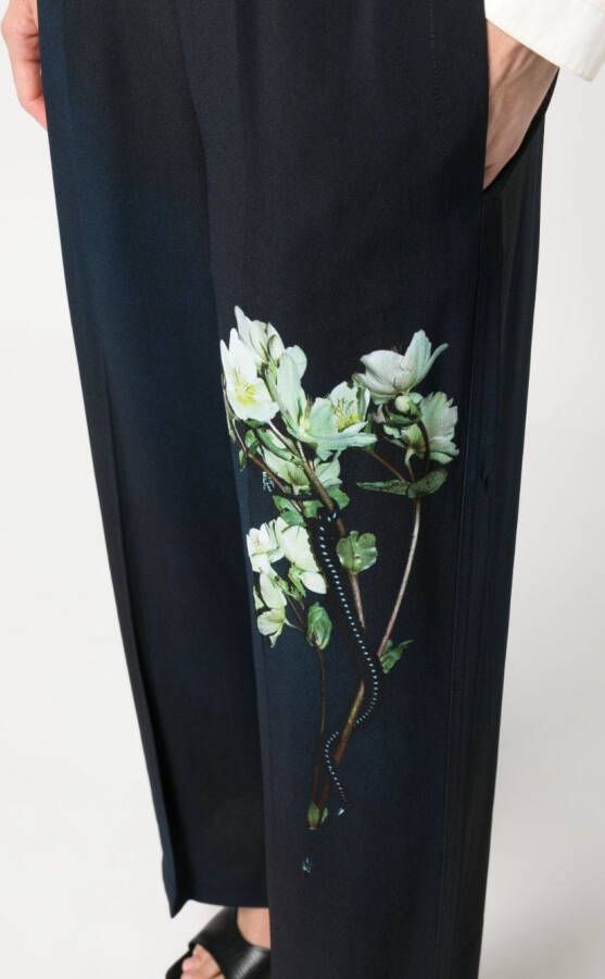 Victoria Beckham Broek met bloemenprint Zwart