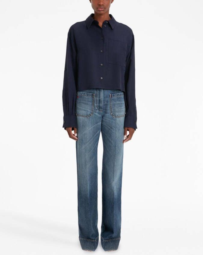 Victoria Beckham Cropped blouse Blauw
