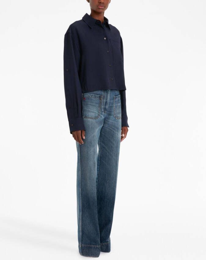Victoria Beckham Cropped blouse Blauw