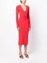 Victoria Beckham Midi-jurk met diepe V-hals Rood - Thumbnail 3