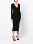 Victoria Beckham Midi-jurk met diepe V-hals Zwart - Thumbnail 3