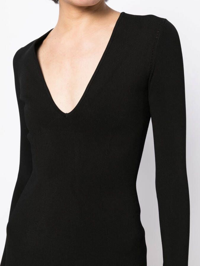 Victoria Beckham Midi-jurk met diepe V-hals Zwart