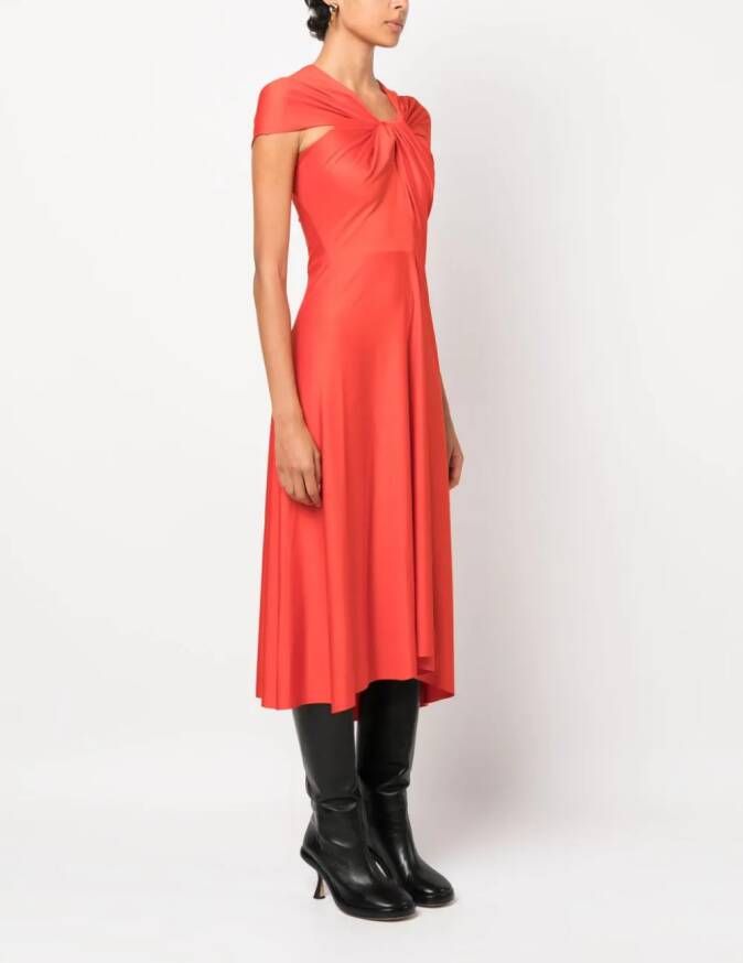 Victoria Beckham Asymmetrische midi-jurk Rood