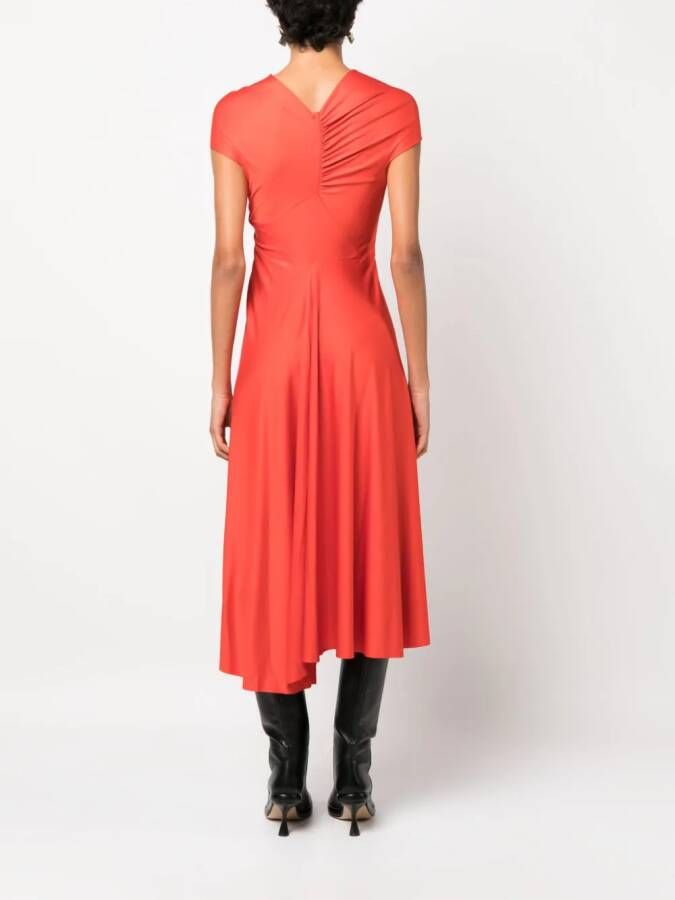 Victoria Beckham Asymmetrische midi-jurk Rood