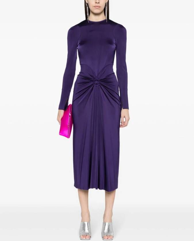 Victoria Beckham Midi-jurk met gesmockt detail Paars