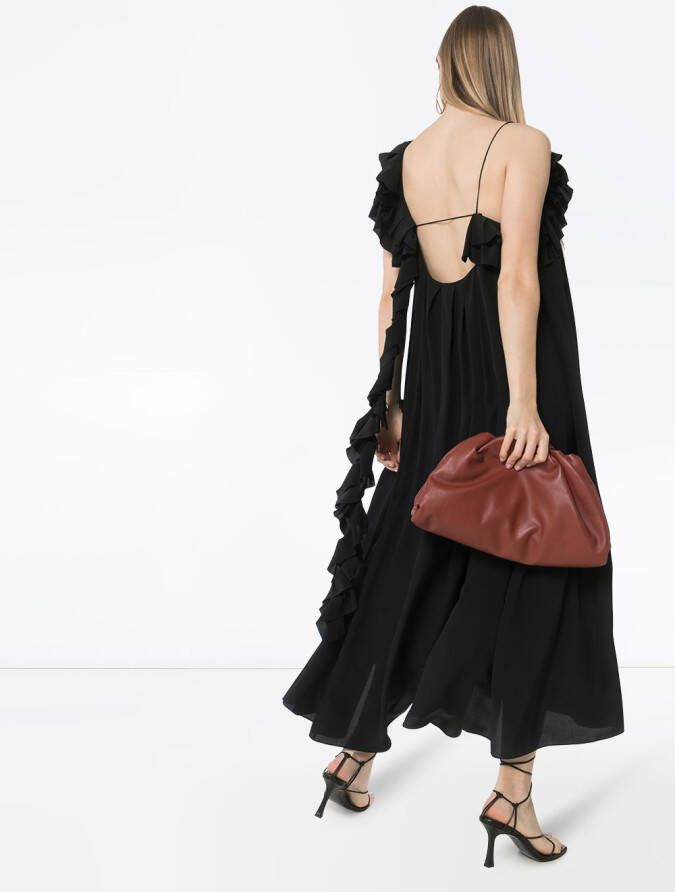 Victoria Beckham Midi-jurk met ruche afwerking Zwart