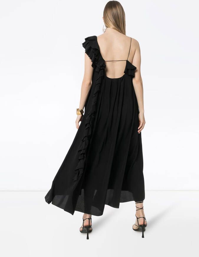 Victoria Beckham Midi-jurk met ruche afwerking Zwart