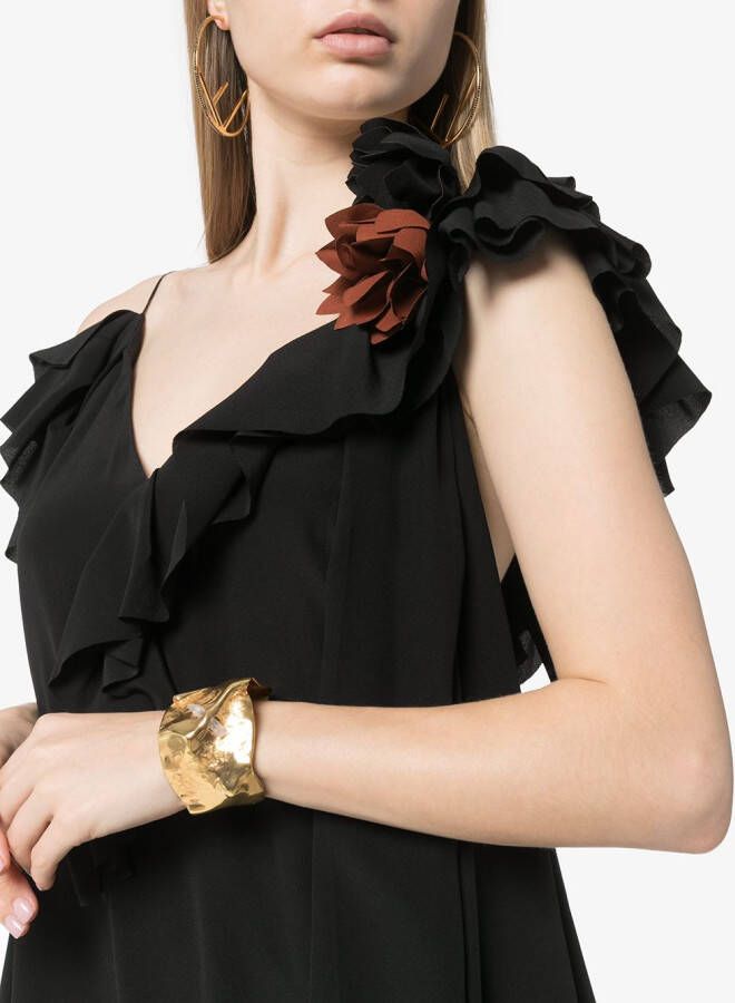 Victoria Beckham Midi-jurk met ruche afwerking Zwart