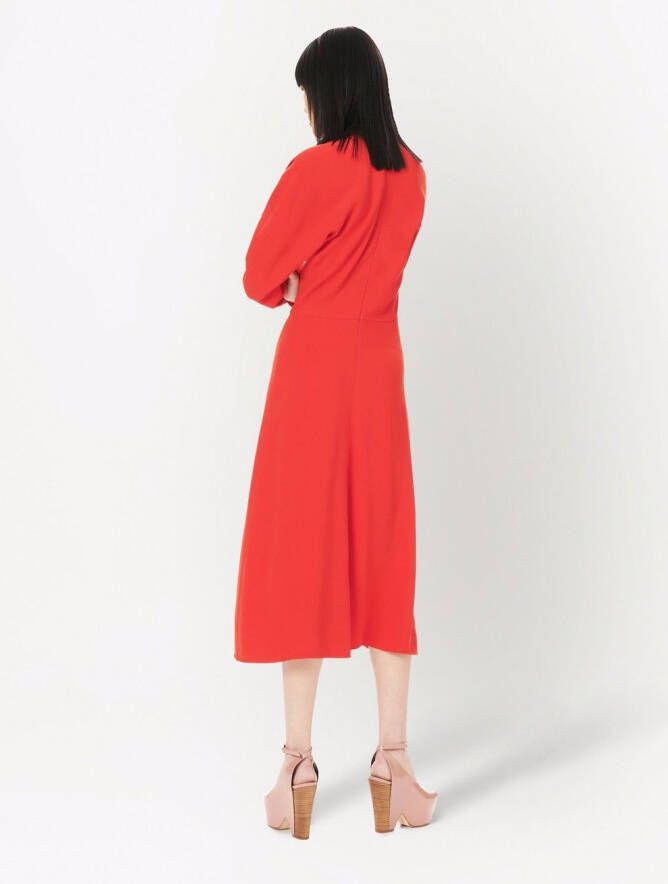 Victoria Beckham Midi-jurk met V-hals Rood