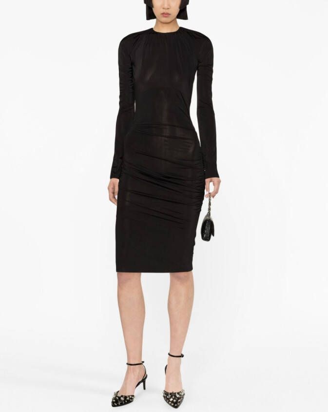 Victoria Beckham Midi-jurk met ruches Zwart
