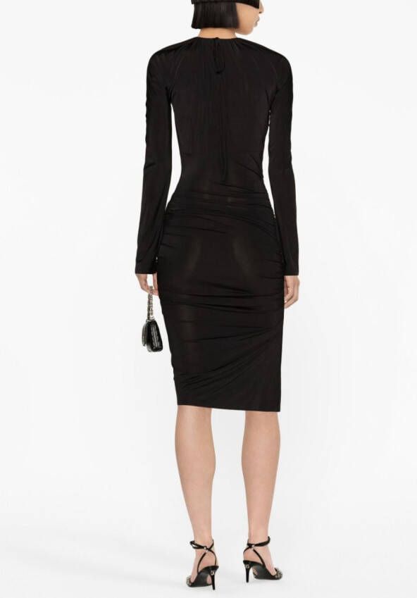 Victoria Beckham Midi-jurk met ruches Zwart