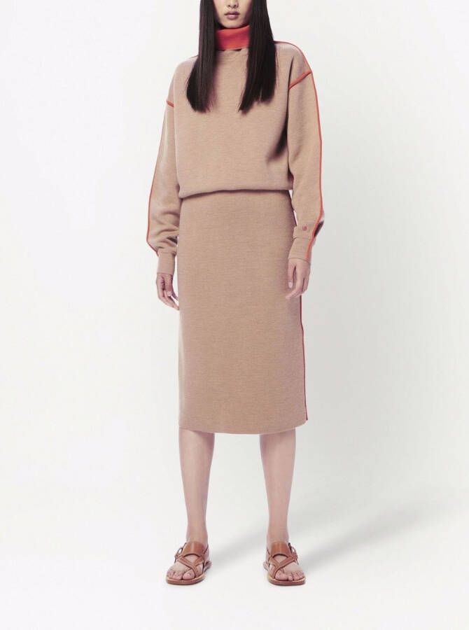Victoria Beckham Sweaterjurk met contrasterende afwerking Bruin