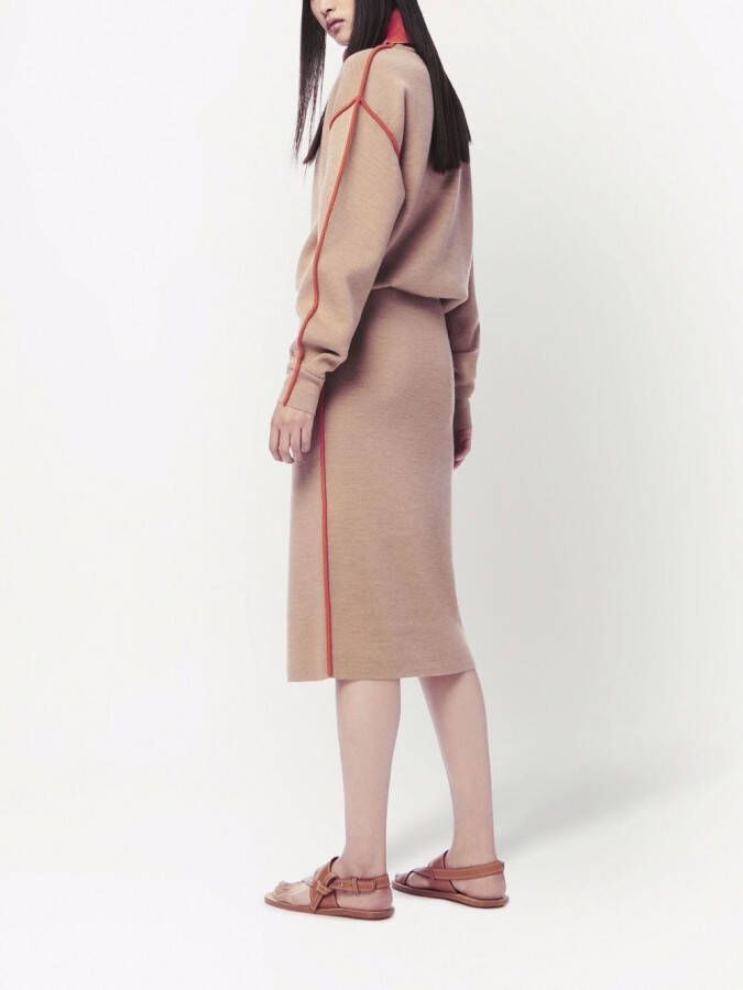 Victoria Beckham Sweaterjurk met contrasterende afwerking Bruin