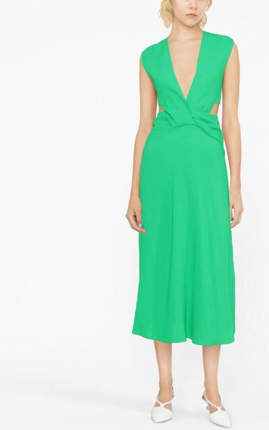 Victoria Beckham Midi-jurk met uitgesneden detail Groen