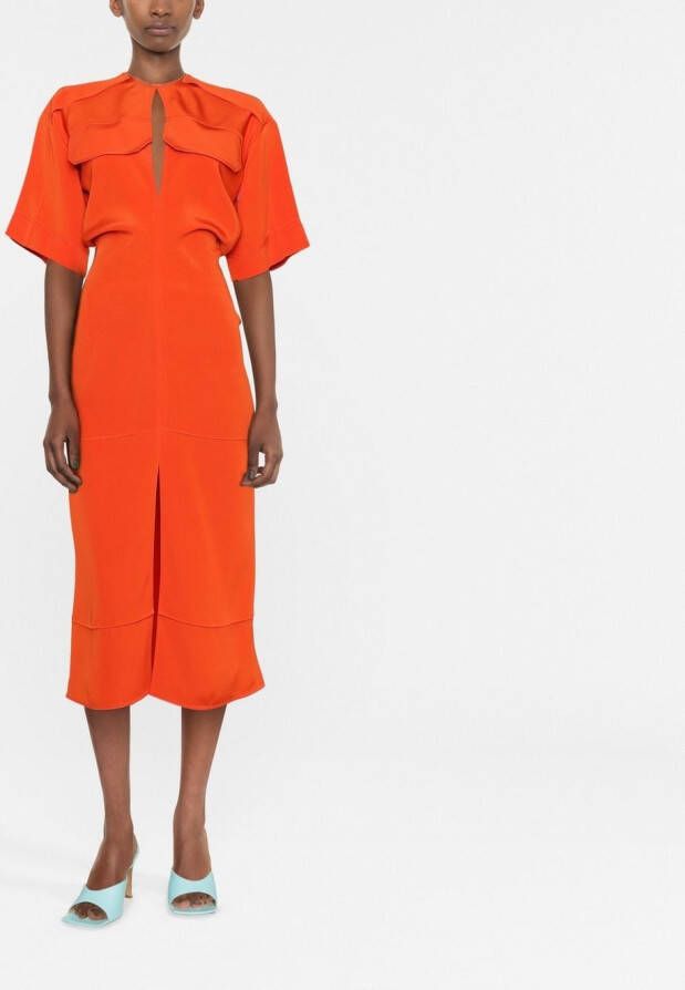 Victoria Beckham Uitgesneden midi-jurk Oranje