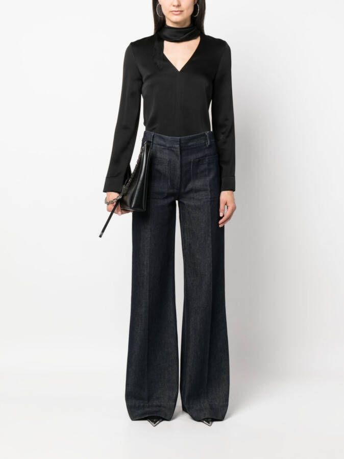 Victoria Beckham Satijnen blouse Zwart