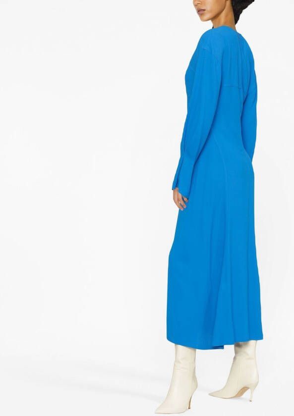 Victoria Beckham Midi-jurk met V-hals Blauw