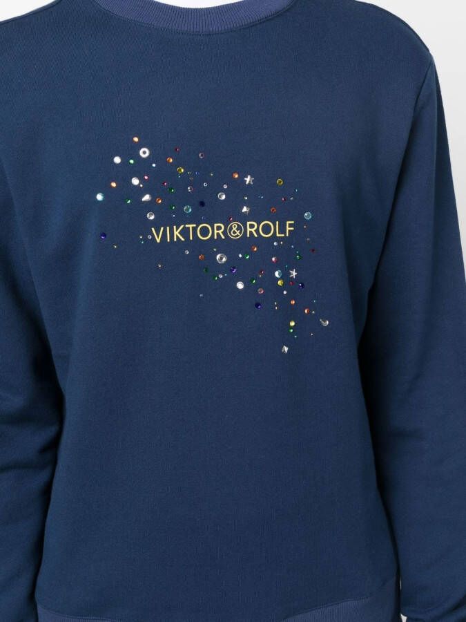 Viktor & Rolf Sweater met logo van stras Blauw
