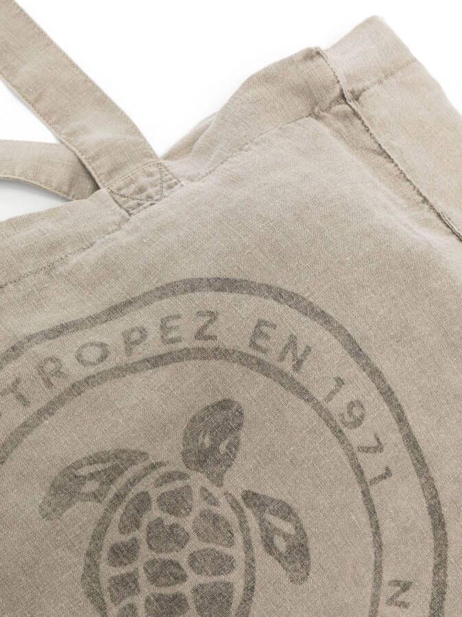 Vilebrequin Turtle linnen shopper Beige