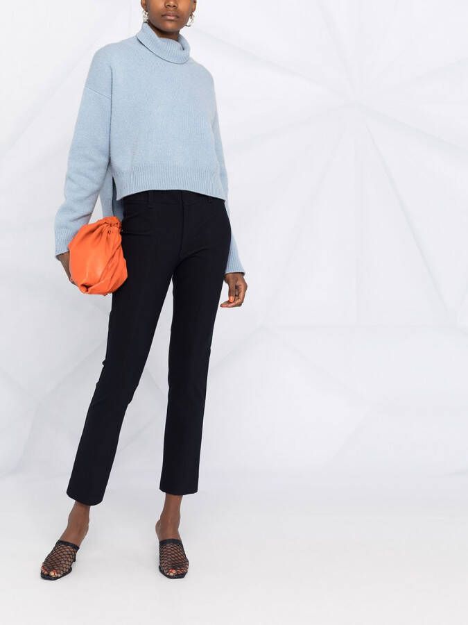 Vince High waist cropped skinny broek Blauw