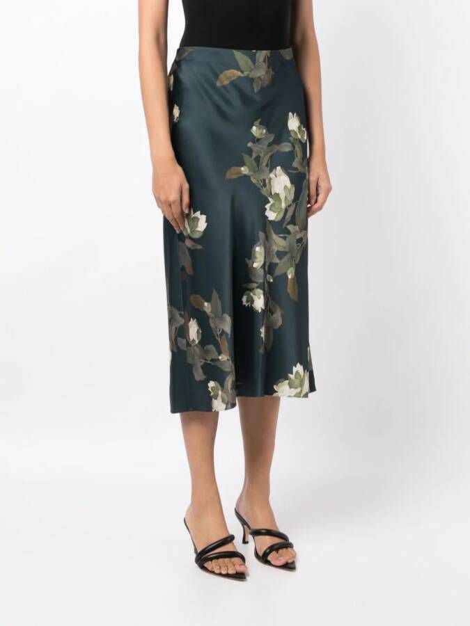 Vince Midi-rok met bloemenprint Groen