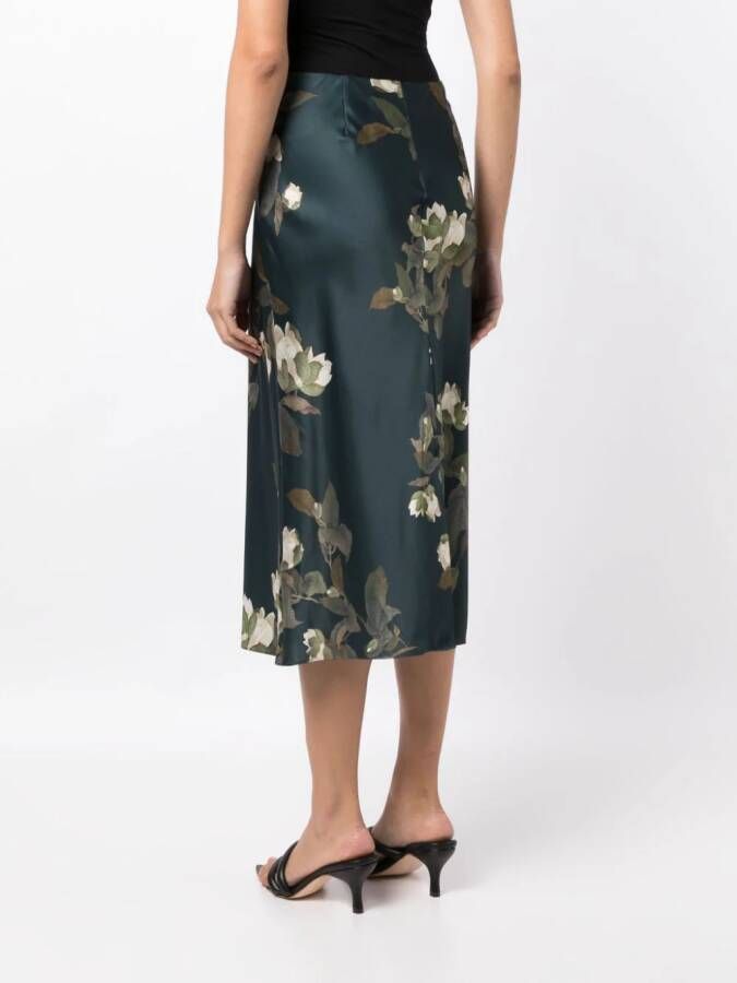 Vince Midi-rok met bloemenprint Groen