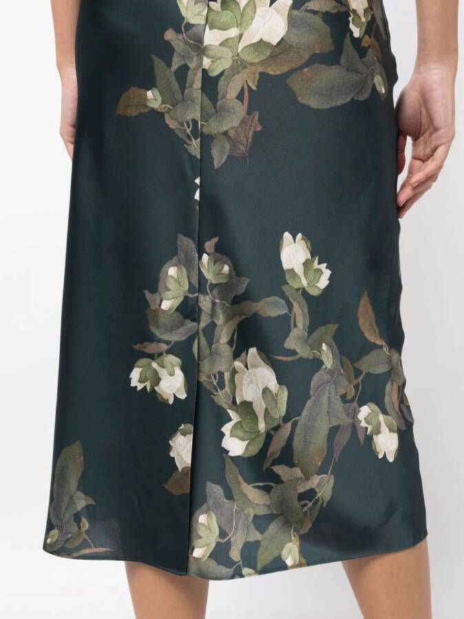 Vince Midi-rok met bloemenprint Groen