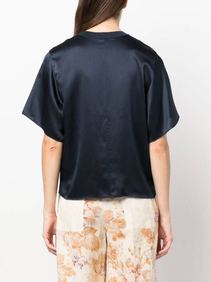 Vince Zijden T-shirt Blauw